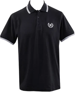 MENS TIPPED BLACK POLO SHIRT OI SKA SKINHEAD REGGAE TWO TONE DUB RUDE BOY S-3XL - Picture 1 of 4