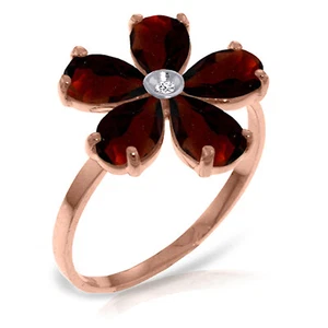 Brand New 14K Solid Rose Gold Ring w/Natural Diamond & Garnets - Bild 1 von 4