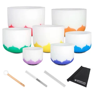 Sela SECLU-SET cuencos de sonido Crystal Singing Bowl Chakra Set Lotus 432Hz con paño - Imagen 1 de 15