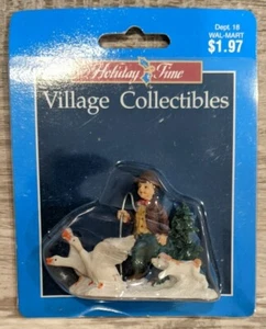 Colección Walmart Holiday Time Village Collectibles - Niño con gansos y perro Nuevo de Lote Antiguo - Imagen 1 de 1
