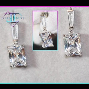 Diamond Earrings, Womens Diamond Earrings, Simulated Radiant Diamond Earrings - Picture 1 of 7
