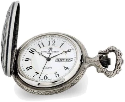 Charles Hubert Antiqued Chrome & Satin Sailing Ship Pocket Watch - Image 1 of 3