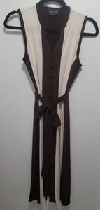 MAX AND CLEO women's Brown & Beige Wide Verical Stripe Jerseydress - Imagen 1 de 3