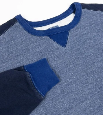 J. Sudadera polar vintage Crew para hombre grande colorida cuello redondo suéter en V azul Foto 1 de 4