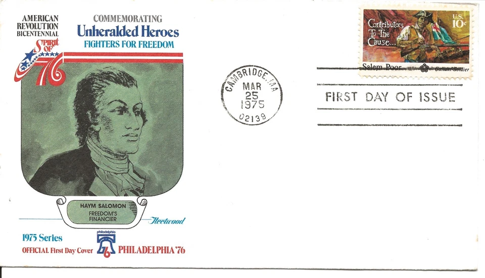 US Scott #1560, First Day Cover 3/25/75 Cambridge Single Salomon - Image 1 of 1