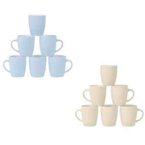 DIVCHI Kaffeetassen - blau und creme 6er Pack - Glanzkeramiktassen mit Henkeln - Bild 1 von 11