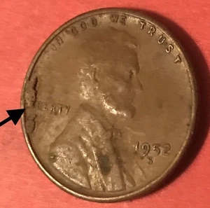 1952S Error Lincoln Wheat Penny Alvares Die Break 😎 - Picture 1 of 6