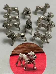 Set of 10 Mini Bulldog Cast Metal Figurine Decor Dog Figure - Picture 1 of 9