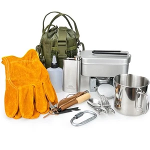 Tragbare Bushcraft Kochausrüstung, Survival Kochset, Kantinenkochset, Wild... - Bild 1 von 7