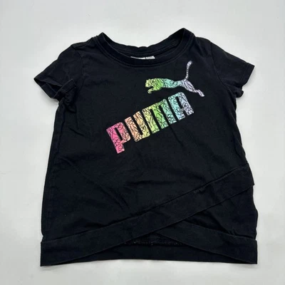 Camiseta Puma Niñas Talla 5 Negra Estampado Gráfico Logo Brillo 100% Algodón. #37066 Foto 1 de 4