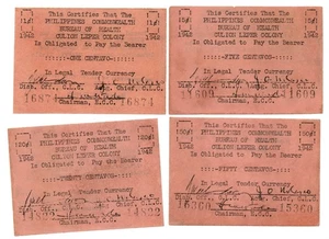 1942 Philippines Province of Culion S244 S251 S252 S253 1c 5c 20c 50 Centavo AU+ - Picture 1 of 4