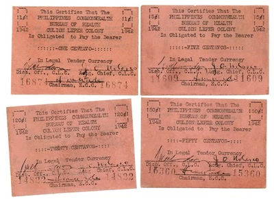 1942 Philippines Province of Culion S244 S251 S252 S253 1c 5c 20c 50 Centavo AU+ - Image 1 of 4