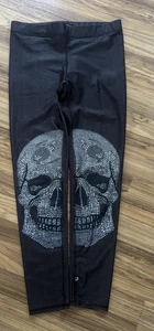 Leggings Terez Negros con Diseño de Calavera Damas Talla L RN# 148284 Hechos en Nueva York - Imagen 1 de 5