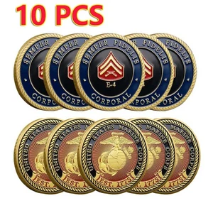 10 PIEZAS Moneda Desafío Cuerpo de Marines de los Estados Unidos Medalla E4 EST 1775 Medalla - Imagen 1 de 10