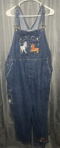 Vintage Disney Catalog Overalls Lady And The Tramp Embroidered Size Large Cotton - Picture 1 of 8