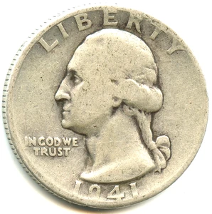 USA quarter dollar argent Washington 1941 D n°7257 - Foto 1 di 2