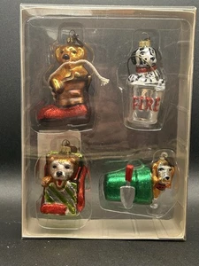 Vintage Department 56 kleine Borten Glas Ornamente Welpe Neu im Karton - Bild 1 von 7