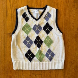Baby Boy 18 Months 100% Cotton Argyle Sweater Vest Preppy/ Dressy - Picture 1 of 6