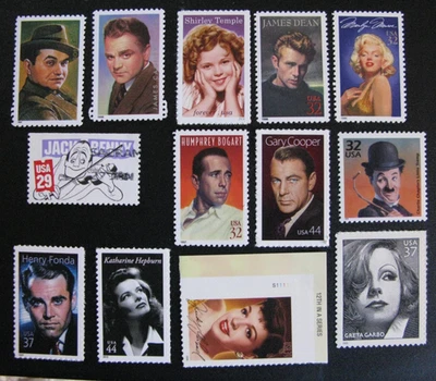 Us stamps; Hollywood Legends: 2 lots 13.  Each $6.50 or  $12 for both.  SEE NOTE - Image 1 of 2