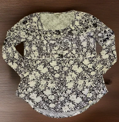 Lucky Brand Women's Floral Long Sleeve Top Cream Brown Size Medium - Image 1 of 4