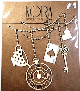 Alice In Wonderland Chipboard Art Skeleton Key Teacup Kora Projects Intricate - Picture 1 of 1
