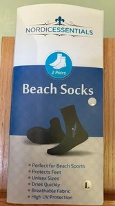 Nordic Essentials Beach Socks 2Pair Unisex Adult New Blue/Black New In Box Large - Picture 1 of 7