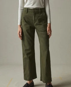 Pantalones American Giant de pierna ancha para mujer 12 bolsillos de lona de tiro alto verde musgo” - Imagen 1 de 7