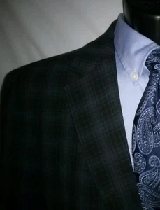 Boss Hugo Boss Wool Blend Plaid Seersucker Sports Coat 44R USA 2BTN - Picture 1 of 9