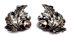 Pendientes de clip Bartek vintage hojas plateadas MCM para mujer - Imagen 1 de 8