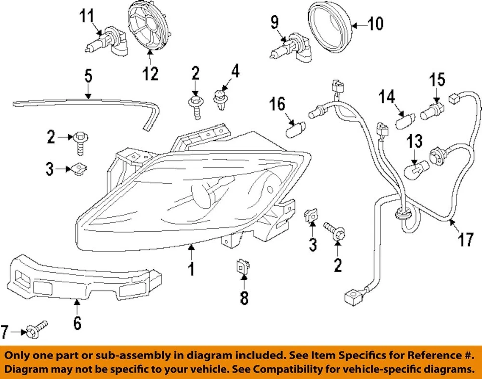 MAZDA OEM 92-19 3 lámparas delanteras componentes de faros - bombilla de haz alto 0000119005 Foto 1 de 1