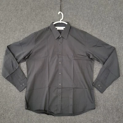 Camisa Paul Jones Para Hombre Extra Grande Negra Abotonada Elastizada Manga Larga Preppy Foto 1 de 4