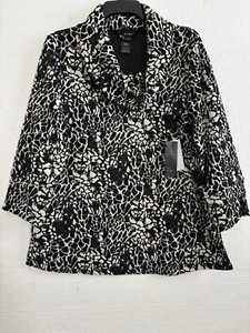 Ali Miles Black Print Cowl Neck Jacquard Knit Tunic Top Size M NWT $79 - Picture 1 of 9