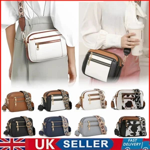 Women Shoulder Bag Leather Messenger Bag Ladies Wide Strap Cross Body Handbag - Picture 1 of 22