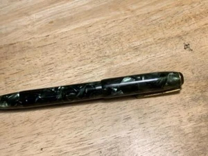 Vintage CONKLIN Do-Write Green Marbleized Fountain Pen 5" - Picture 1 of 6