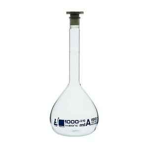 Eisco 1000ml Volumetric Flask with 24/29 Stopper, Class A - Borosilicate Glass - Picture 1 of 1