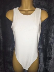 PrettyLittleThing Large / 12 UK Womens Stylish White Sleeveless Bodysuit - Picture 1 of 4