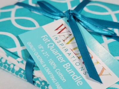 Waverly Grotto Turquoise Fat Quarter 18x21 Bundle 5 Geometric Design Quarter NWT - Image 1 of 4