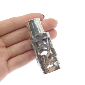 Botella de perfume MZOI de plata de ley 925 vintage de México grabada en vidrio - Imagen 1 de 9