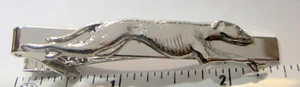 Greyhound Dog Tie Bar Silvertone 3-D Beautiful (Ask if you need in Gold color) - Picture 1 of 5
