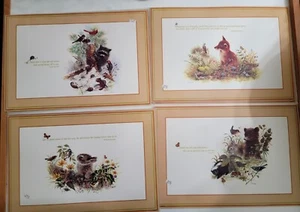 8 Vtg Reversible Vinyl Placemats Quotes Giordano Woodland Animals Art 1970s B1 - Picture 1 of 8