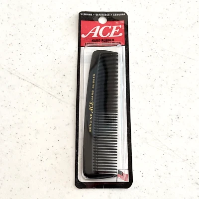 Peine de goma dura As genuino vintage 5" negro #61586 EE. UU. nuevo sellado stock antiguo Foto 1 de 4