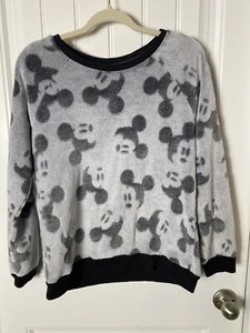 Disney Mickey Mouse Sudadera Difusa Suéter Mediano Suave Estampado Completo Gris - Imagen 1 de 5
