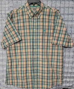 Cinch Vintage orange & grün kariert Button Down Herren XL Hemd Western Freizeit - Bild 1 von 4