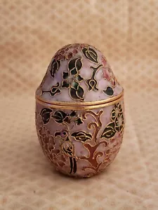 Caja de baratija de huevo vintage NYCO Yassaman Cloisonne con tapa flor de pájaro - Imagen 1 de 6