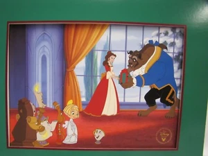Disney Natale La Bella e la Bestia l'Incantato Natale Litografia 1997 - Foto 1 di 3