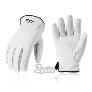 Vgo 2 pares 32 ° F forrados invierno grano vaca cuero guantes de trabajo, guantes de conductor (CA9501F) - Imagen 1 de 6