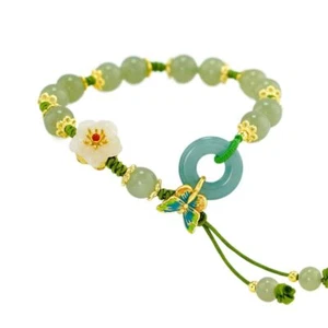 Neu Jade Stein Jadeit Blume Knöchel Charm Zubehör chinesisch geschnitzt - Bild 1 von 2