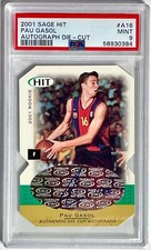 RARE 2001 01/02 SAGE HIT PAU GASOL DIE-CUT ROOKIE RC AUTO PSA 9 MINT #A16 #1/1