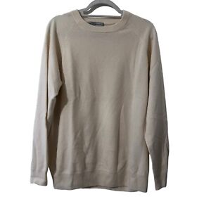 Paolo Mondo Mens Large Beige Pullover 100% 2 Ply Cashmere Sweater