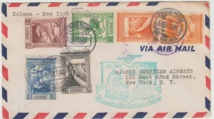 Spanish Guinea 1941 Pan Am First Flight Cover Bolama-New York good condition - Picture 1 of 2